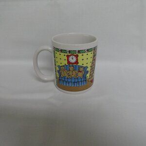 Christmas Coffee Cup, Teddy Bears, Fireplace, Tree